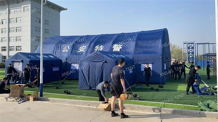 Police Blue Tunnel-Type Low-Pressure Inflatable Tent